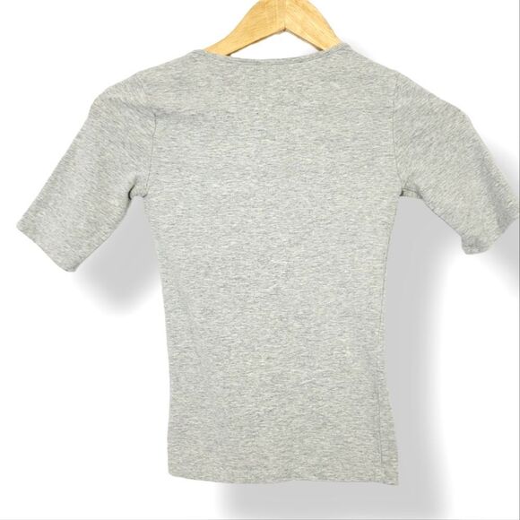 Aeropostale Hook-And-Eye Short Sleeve Top in Heathered Gray Size XS - Picture 4 of 11